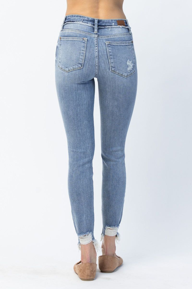 Judy Blue Mid Rise Release Waistband Detail Skinny Denim Jeans 82408