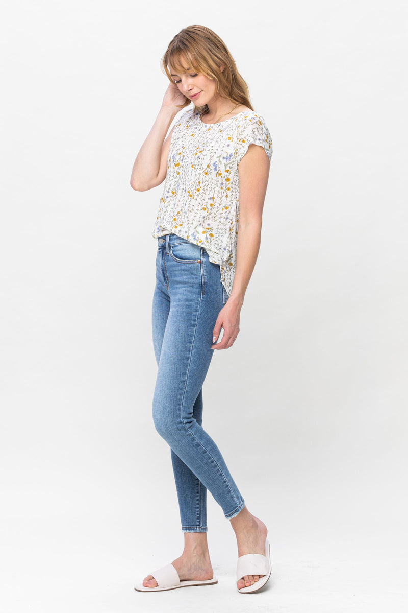 Judy Blue Mid Rise Vintage Skinny Denim Jeans 82548