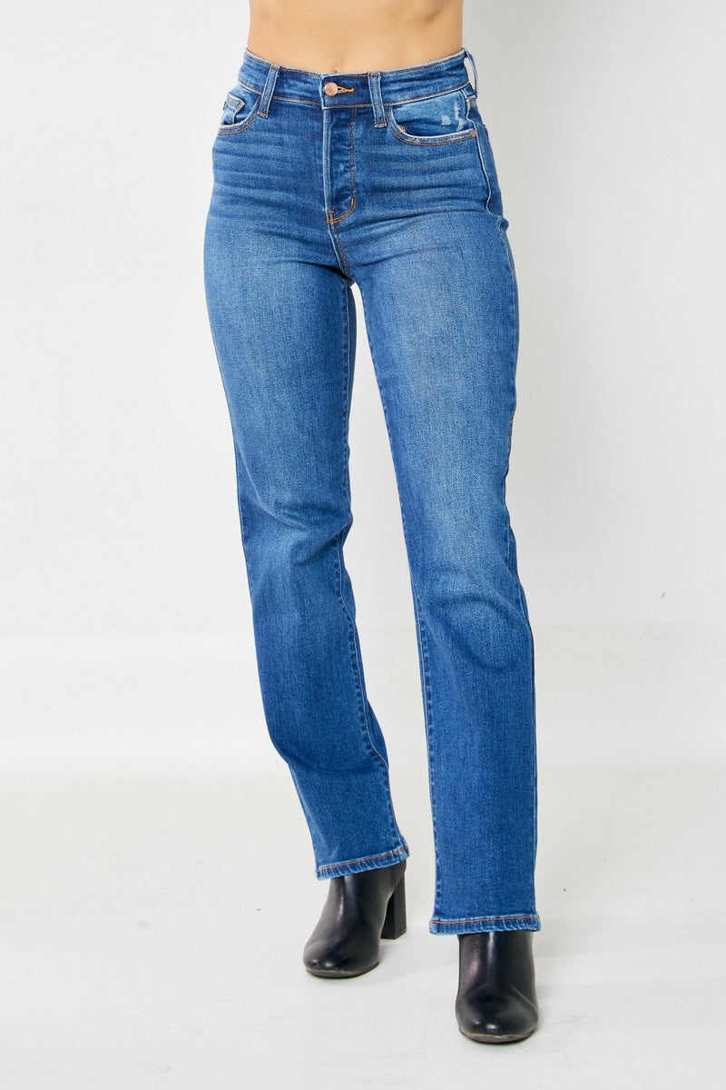 Judy Blue High Waist Hidden Button Fly Dad Denim Jeans 82556