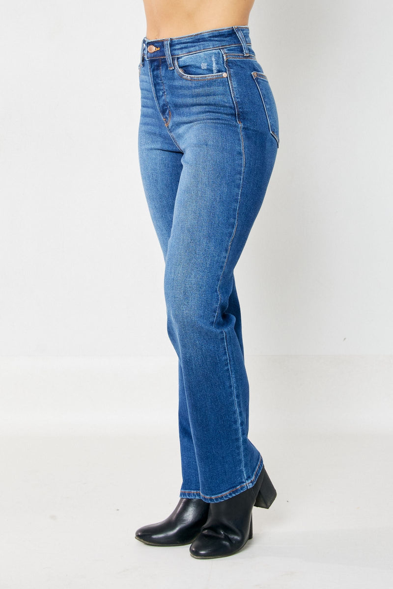 Judy Blue High Waist Hidden Button Fly Dad Denim Jeans 82556