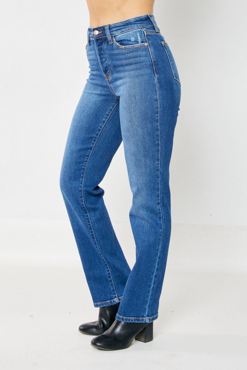 Judy Blue High Waist Hidden Button Fly Dad Denim Jeans 82556