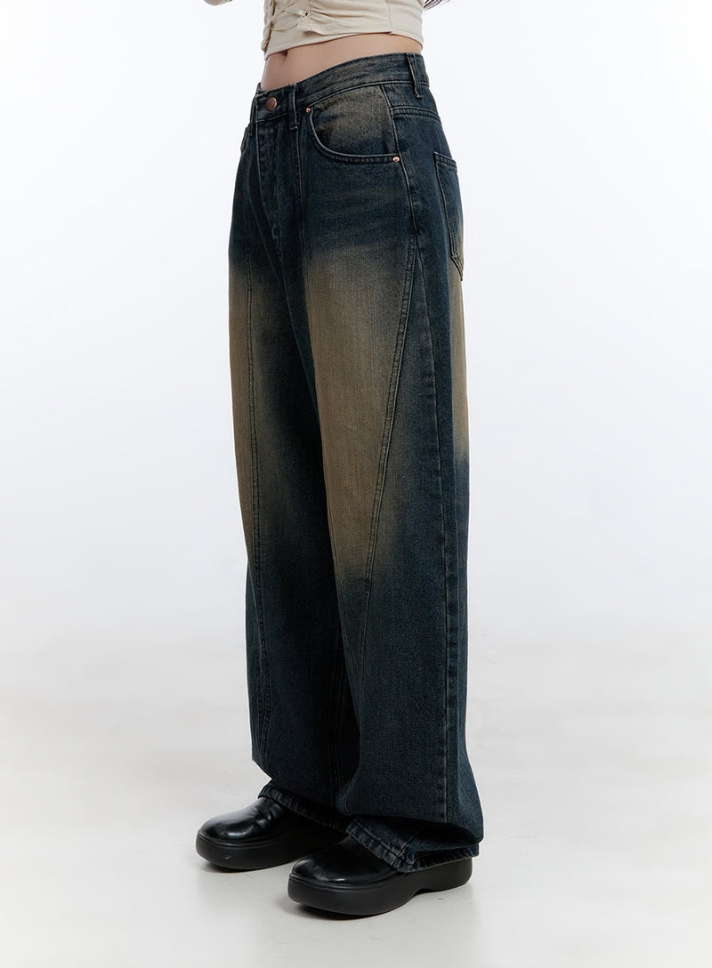 Cari Stitched Washed Denim Baggy Jeans CG413