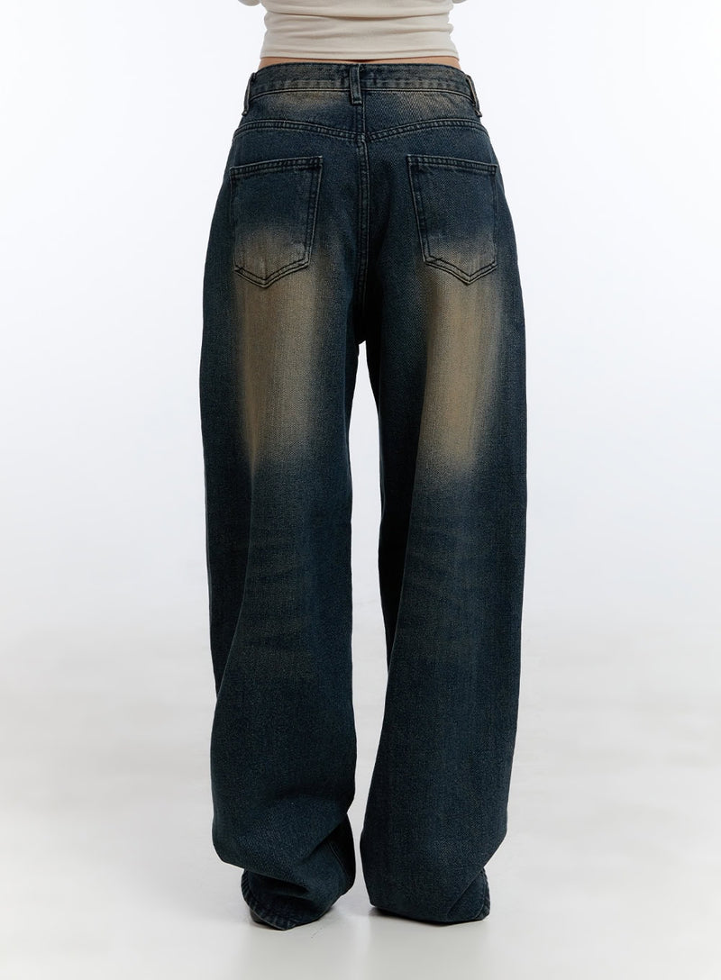 Cari Stitched Washed Denim Baggy Jeans CG413