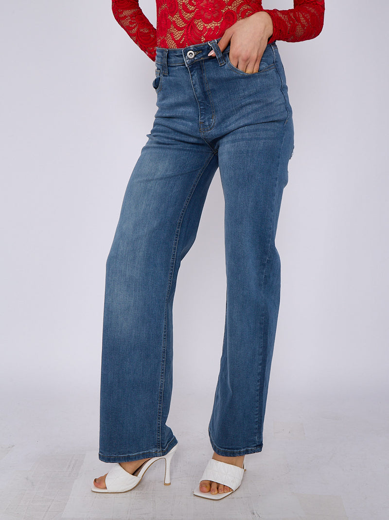Straight Leg Denim Jeans
