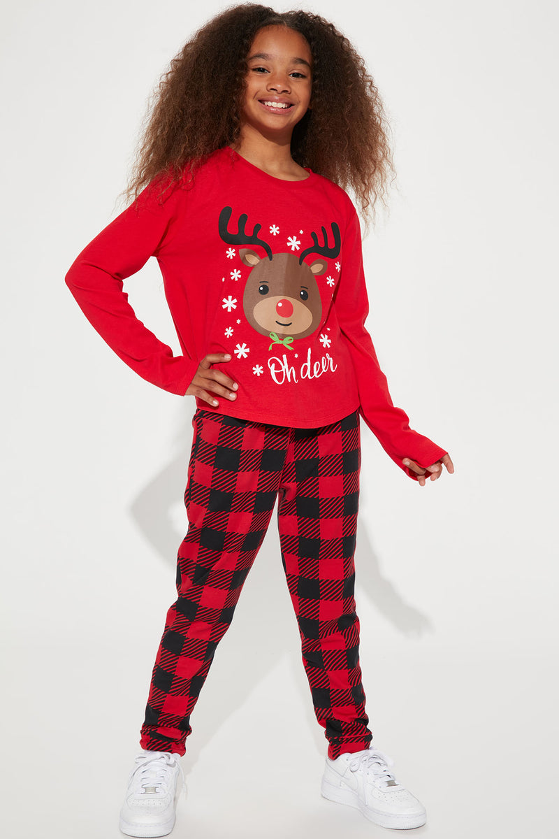 Mini Oh Deer Long Sleeve Top - Red