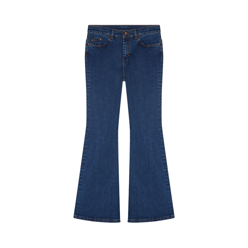 Women's flare jeans semi-high waist stonewashed - Margot