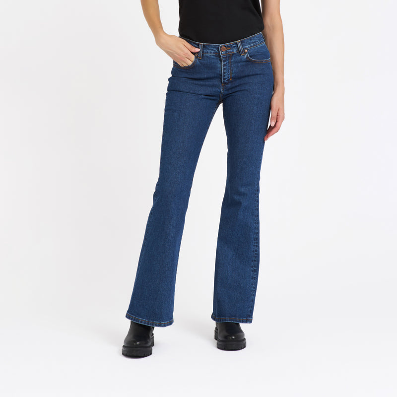 Women's flare jeans semi-high waist stonewashed - Margot