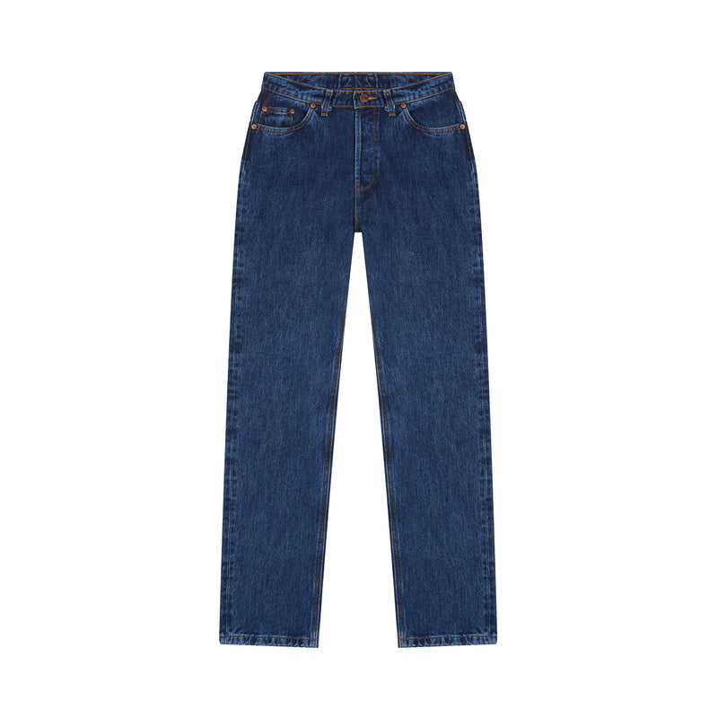 Women's stonewashed straight high-waisted jeans - Apolline