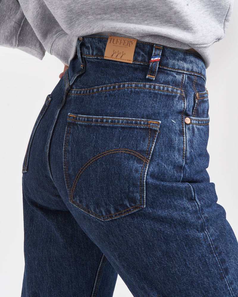 Women's stonewashed straight high-waisted jeans - Apolline