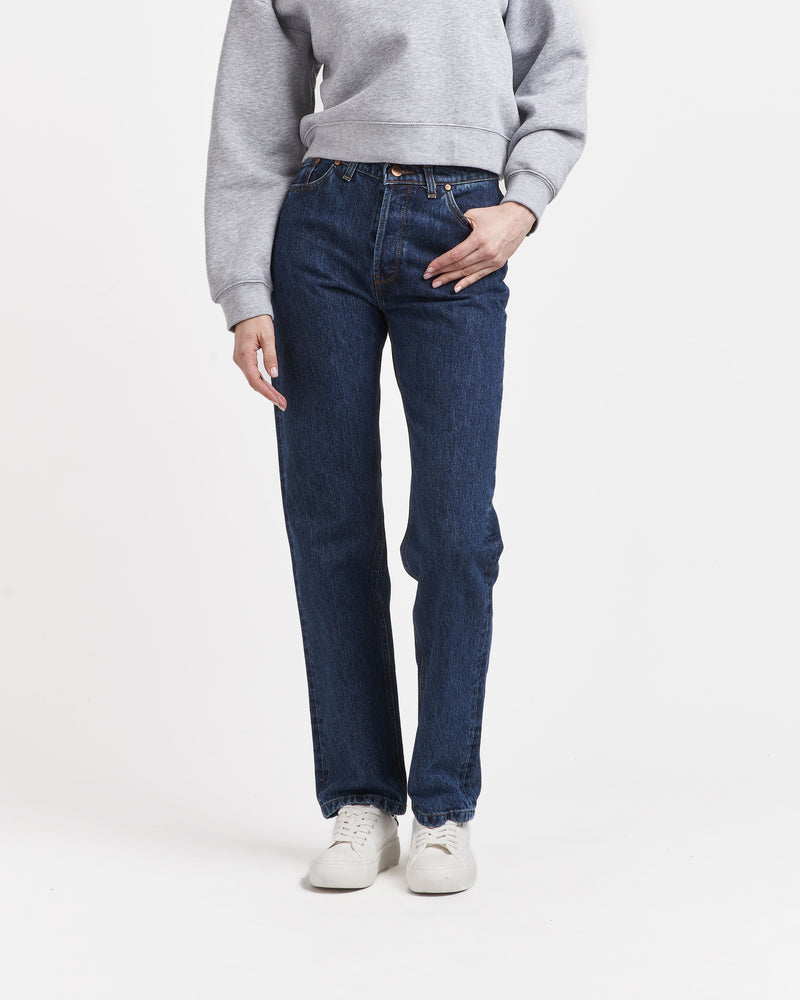 Women's stonewashed straight high-waisted jeans - Apolline
