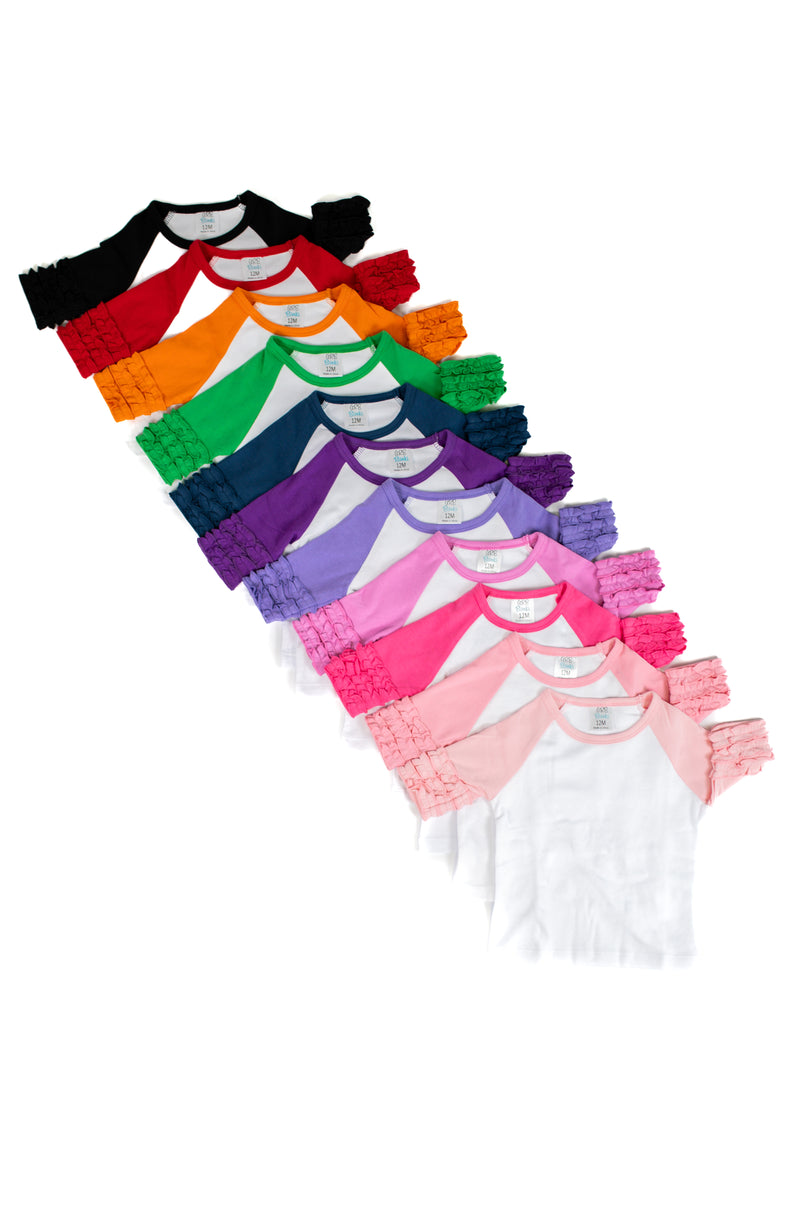 Girl's Solid Triple Ruffle Raglans