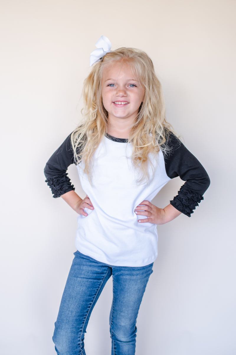 Girl's Solid Triple Ruffle Raglans
