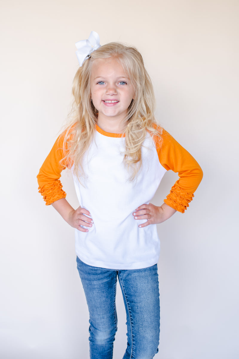 Girl's Solid Triple Ruffle Raglans