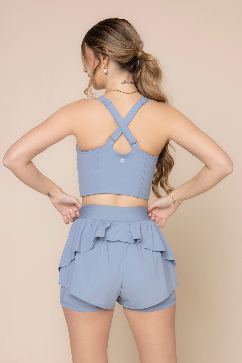 On The Run Ruffle Short - Blue Storm