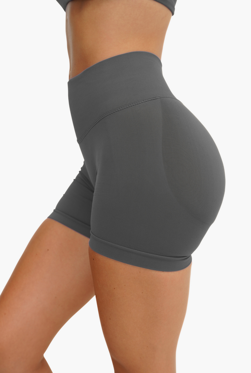 RECOIL HIGH WAIST SCRUNCH SHORTS - STORM