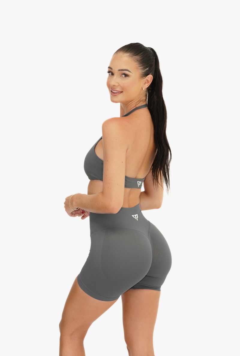 RECOIL HIGH WAIST SCRUNCH SHORTS - STORM