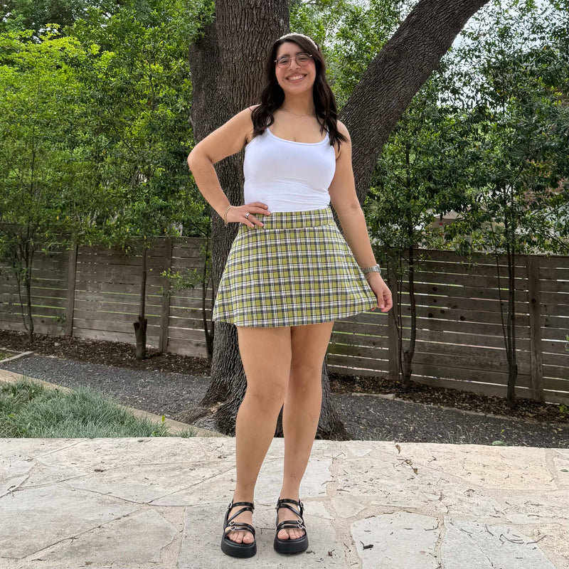 Christina Mini Skirt - Green Plaid *Clearance Sale*