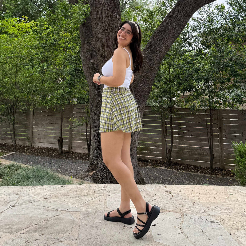 Christina Mini Skirt - Green Plaid *Clearance Sale*