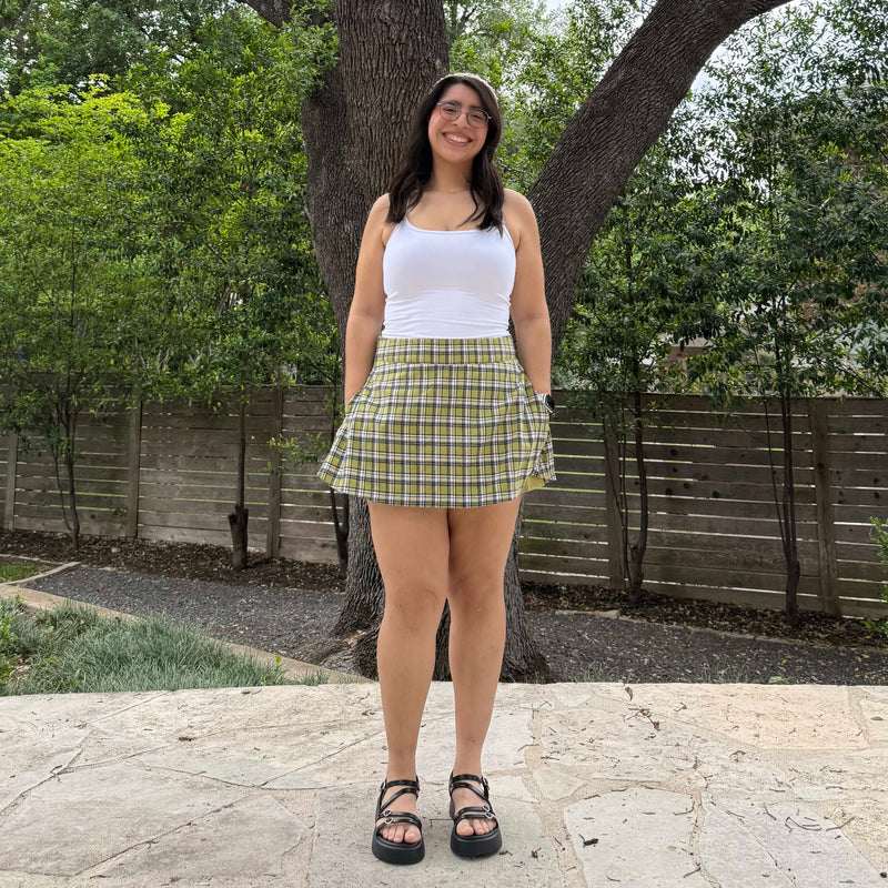 Christina Mini Skirt - Green Plaid *Clearance Sale*