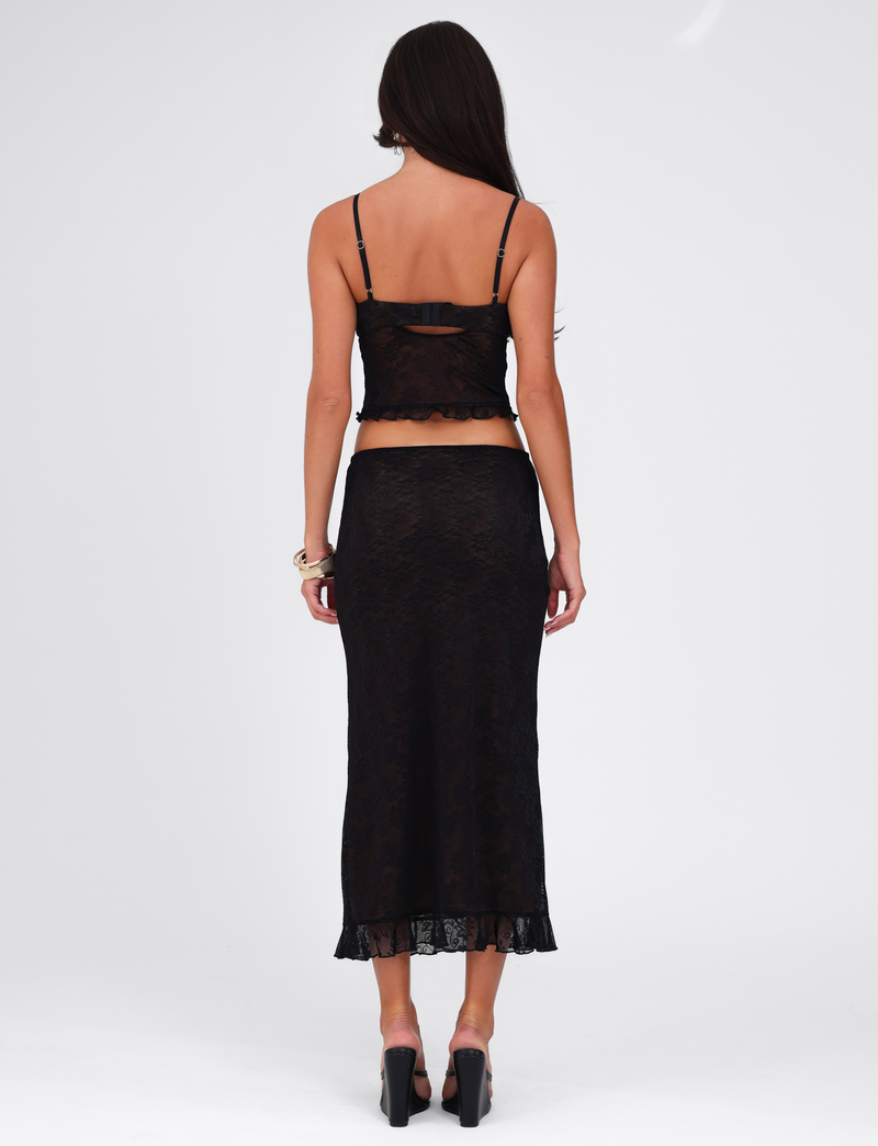 CHARLEIGH SKIRT - BLACK : LACE