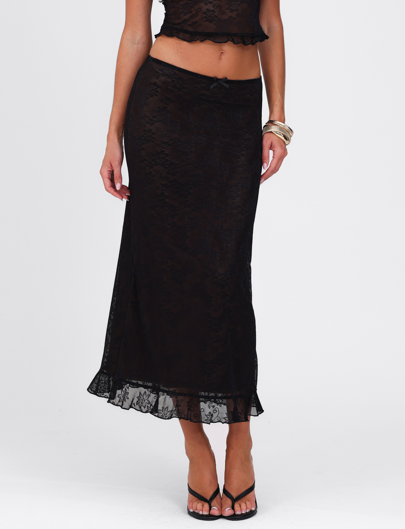 CHARLEIGH SKIRT - BLACK : LACE