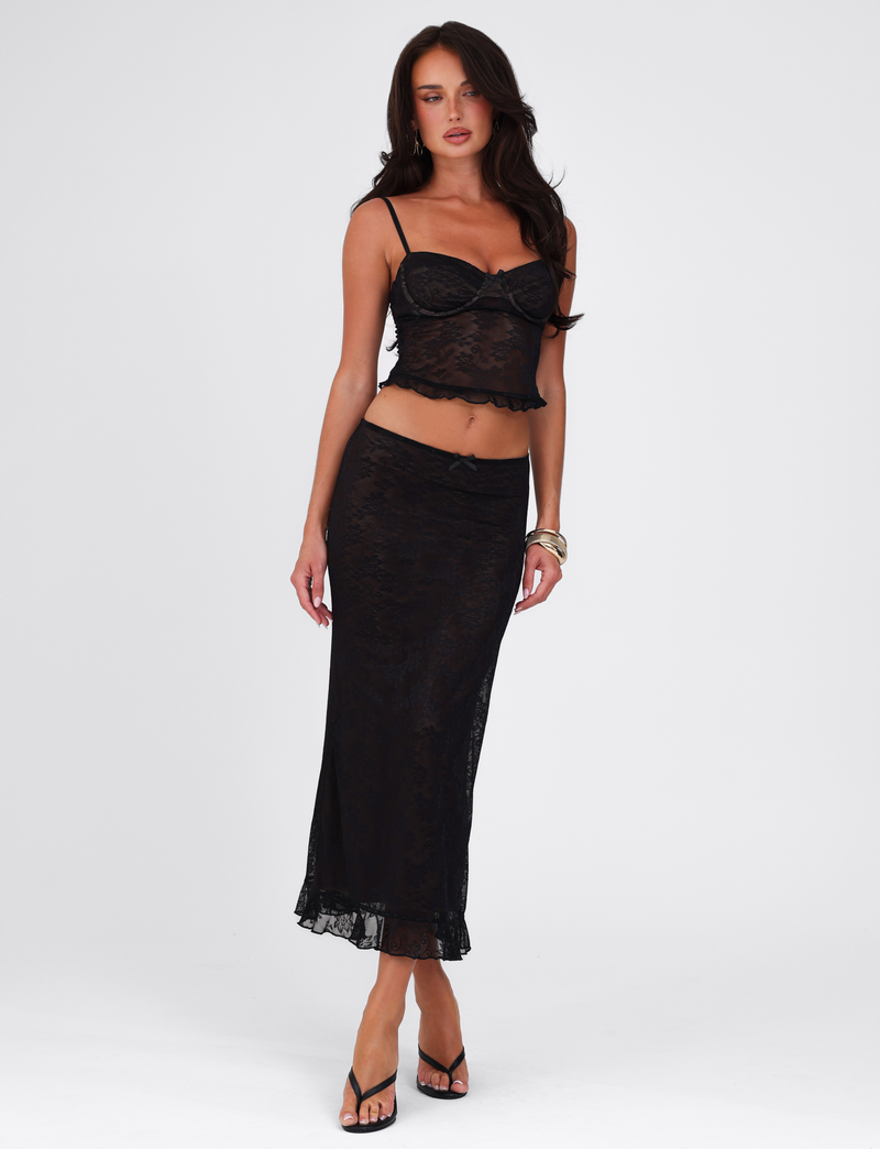 CHARLEIGH SKIRT - BLACK : LACE