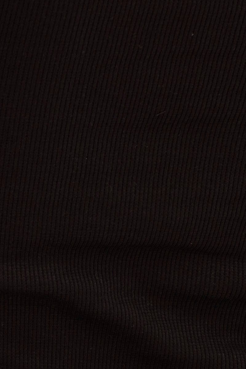Black Crew Tank High Neck Curved Hem Sleeveless