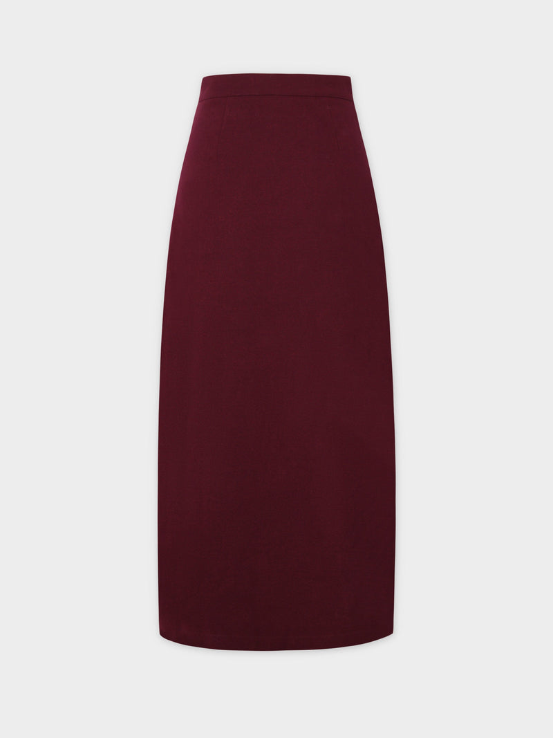 Pin Closure Wrap Skirt-Wine