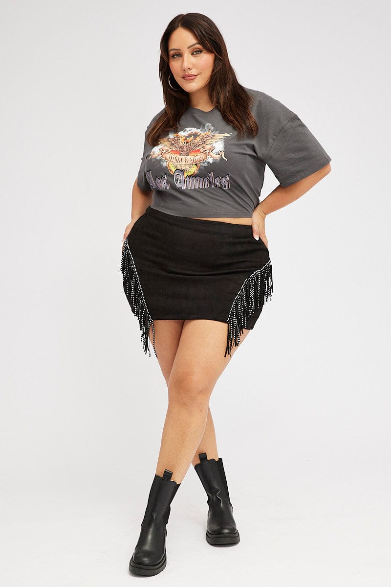 Black Fringe Festival Mini Skirt