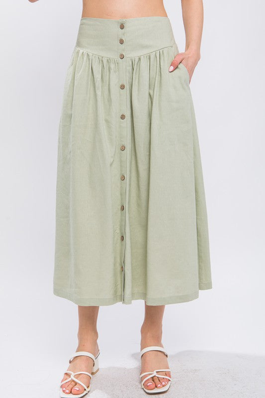 Mattie Chambray Button Front Skirt
