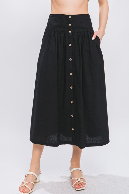 Mattie Chambray Button Front Skirt