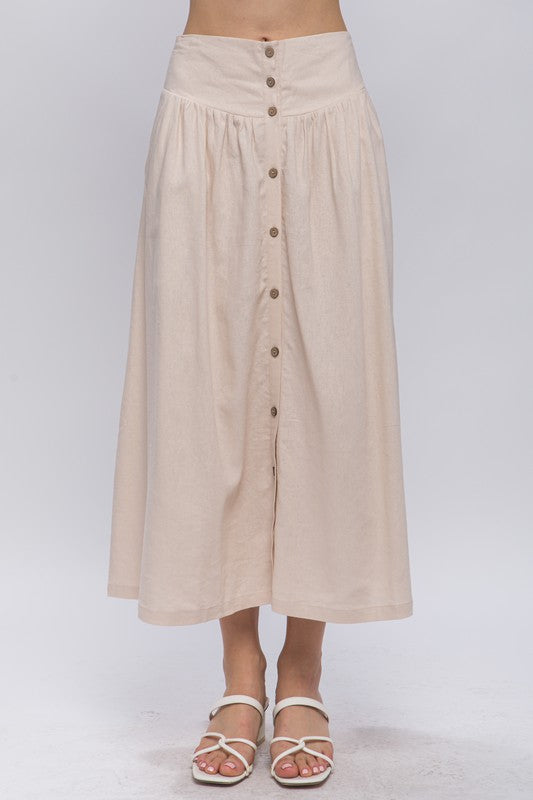Mattie Chambray Button Front Skirt