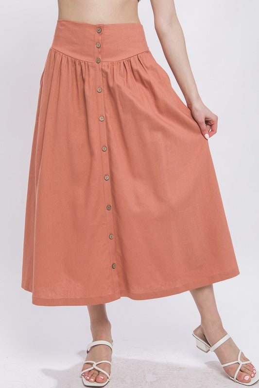 Mattie Chambray Button Front Skirt