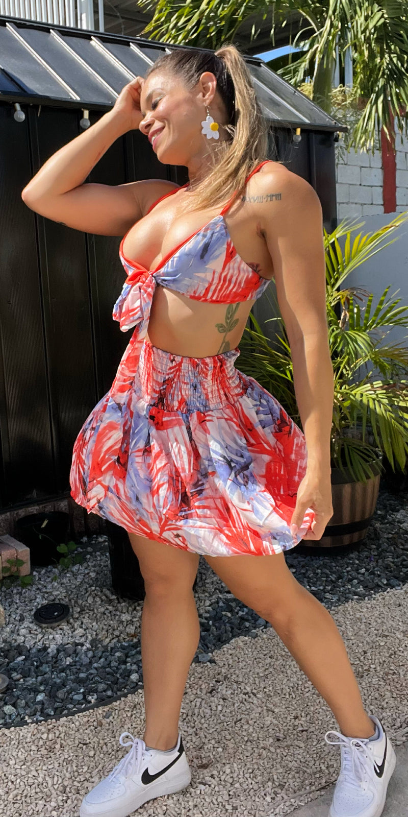 Tropical Print Skirt Set