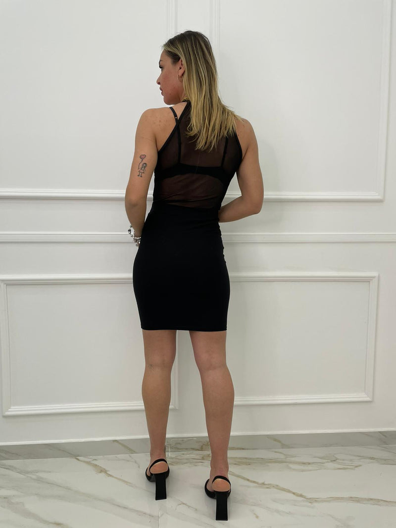 Longuette nera tessuto elastico