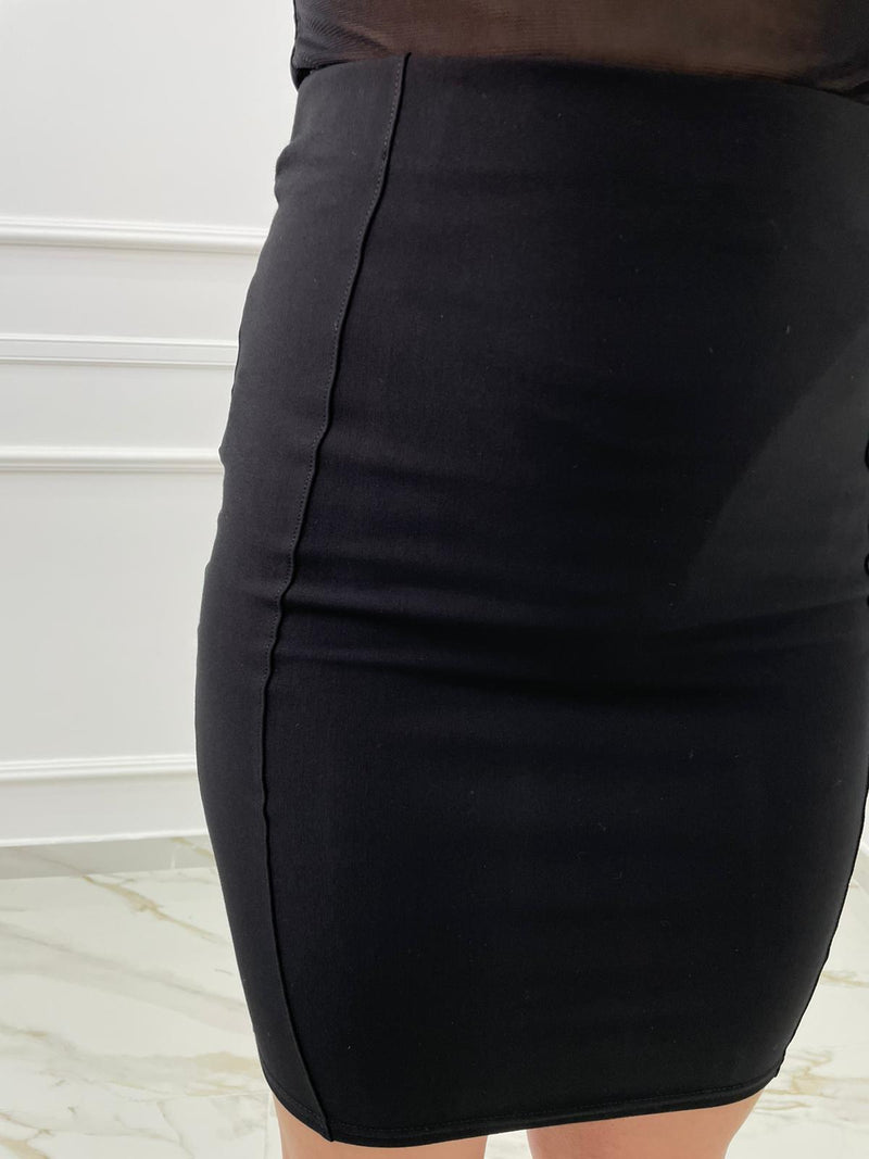 Longuette nera tessuto elastico