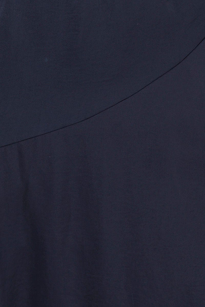 Blue Midi Satin Skirt
