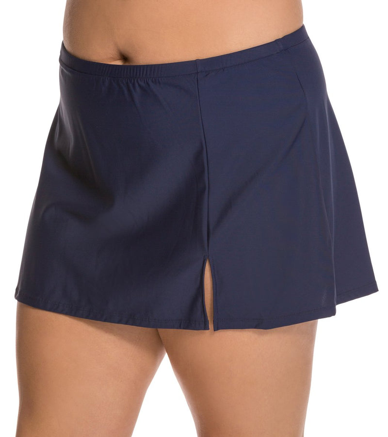 Penbrooke Plus Size Solid Side Slit Swim Skirt