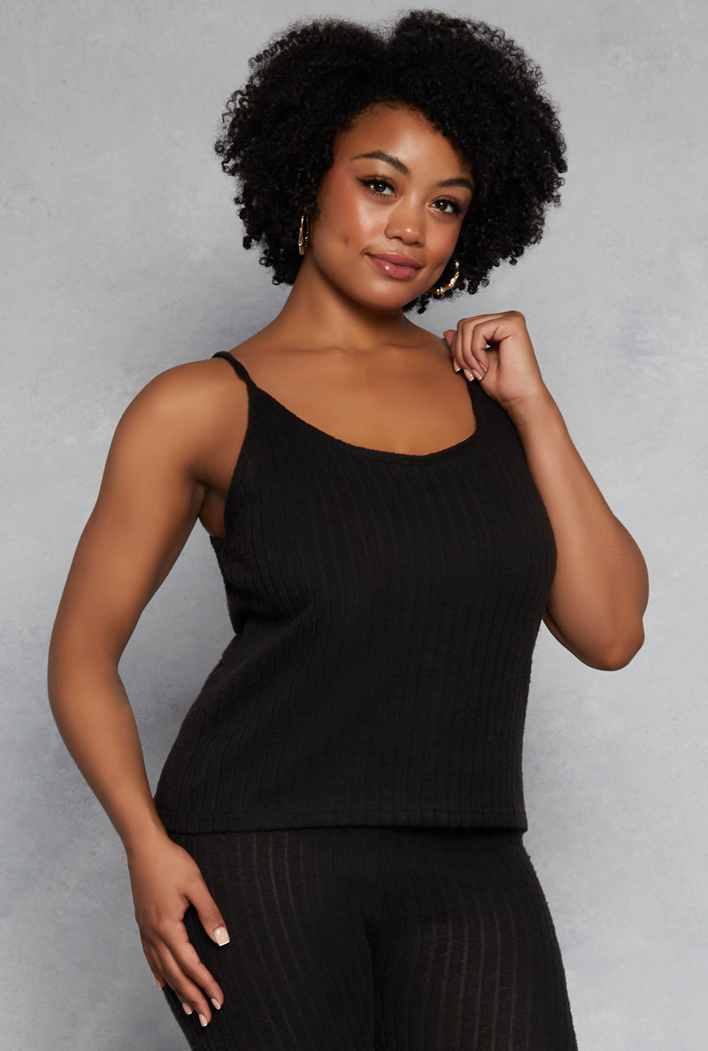 Plus Size Brushed Ribbed Knit Cami