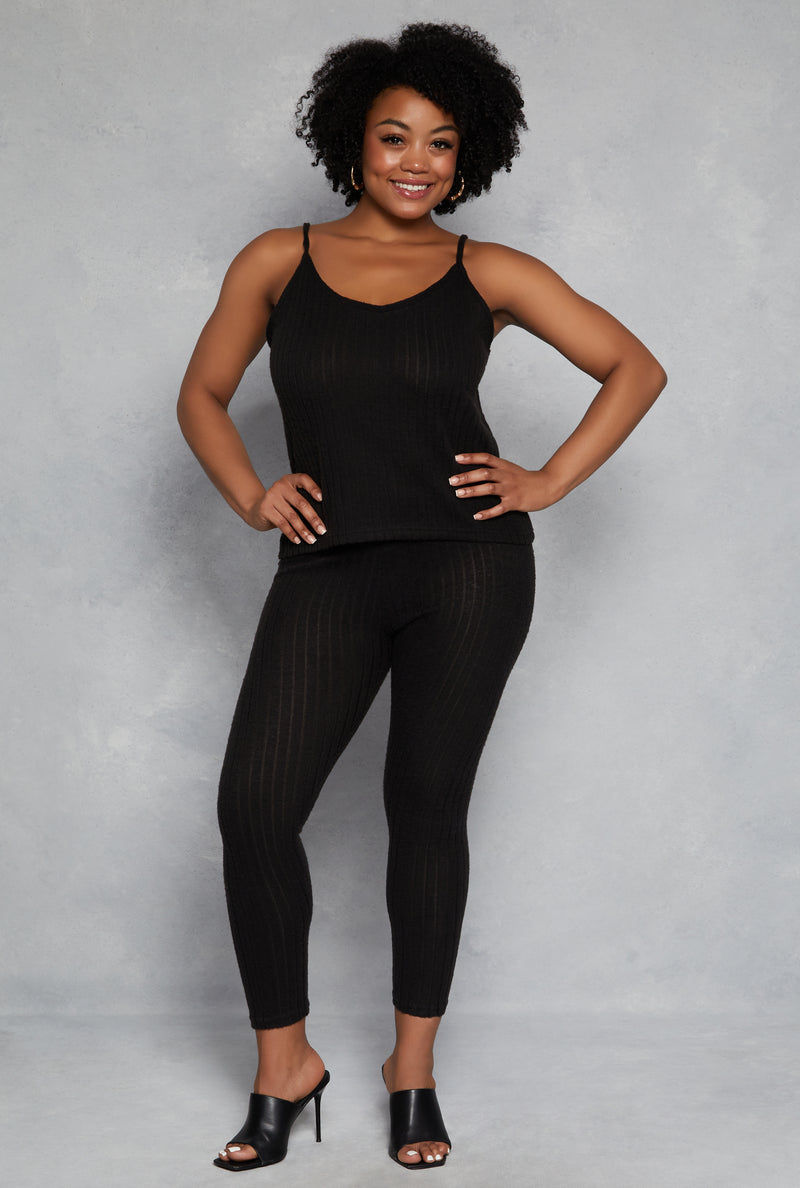 Plus Size Brushed Ribbed Knit Cami