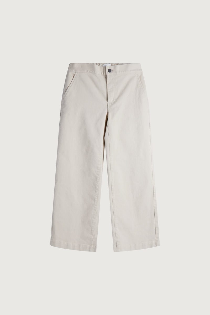 CROPPED LENGTH TWILL WIDE LEG PANT