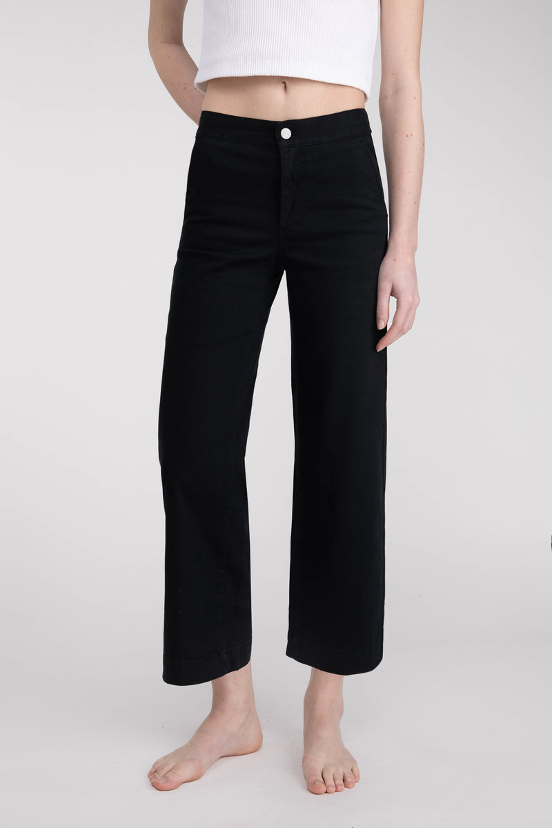 CROPPED LENGTH TWILL WIDE LEG PANT