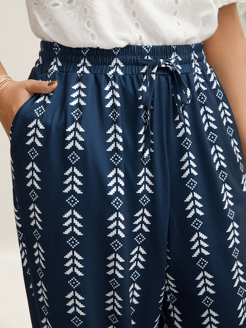 Boho Geometric Print Stretchy Waist Pants