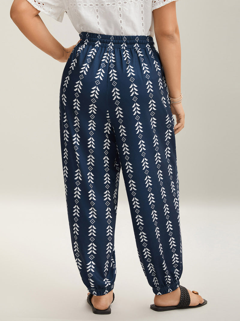 Boho Geometric Print Stretchy Waist Pants