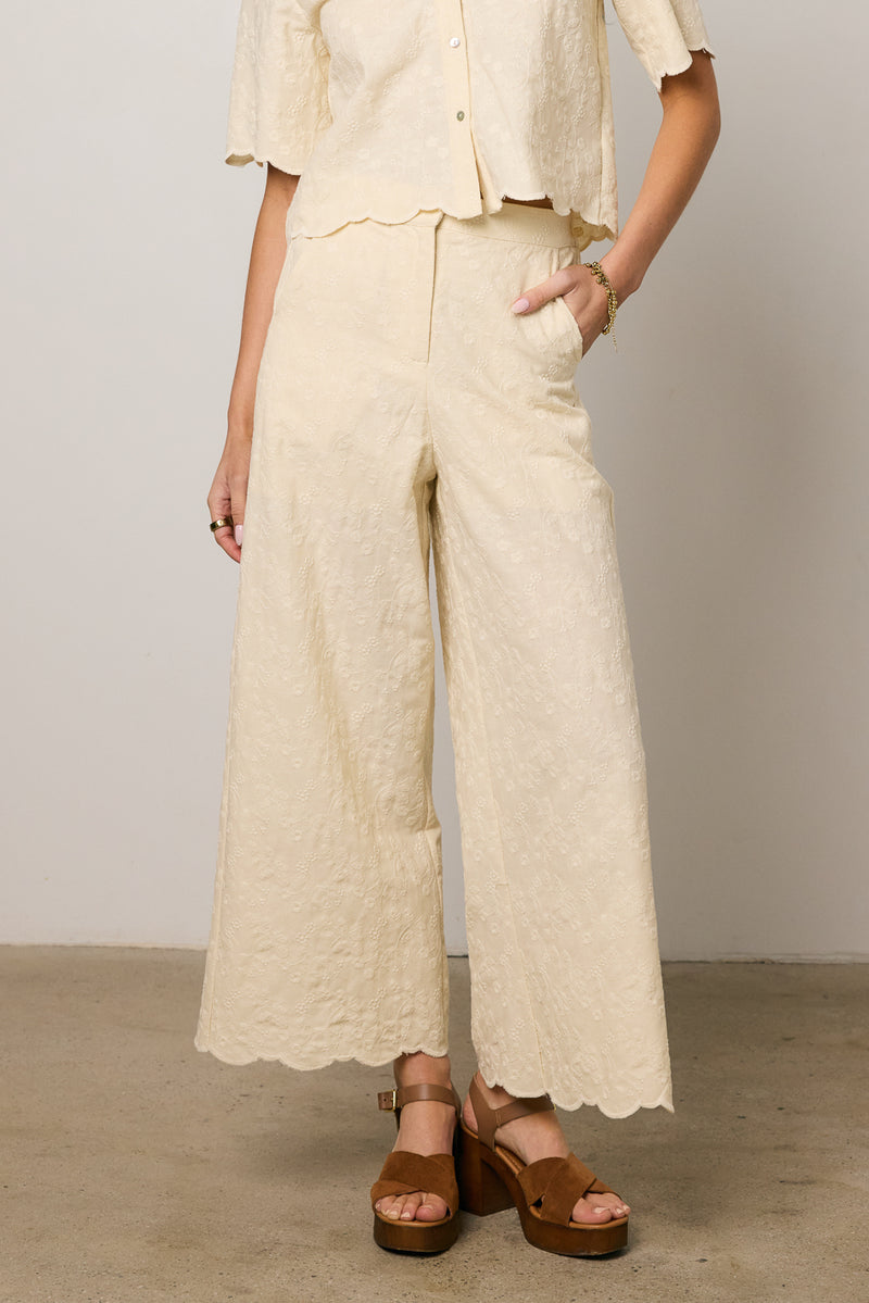 Perrie Floral Wide Leg Pants in Cream - FINAL SALE