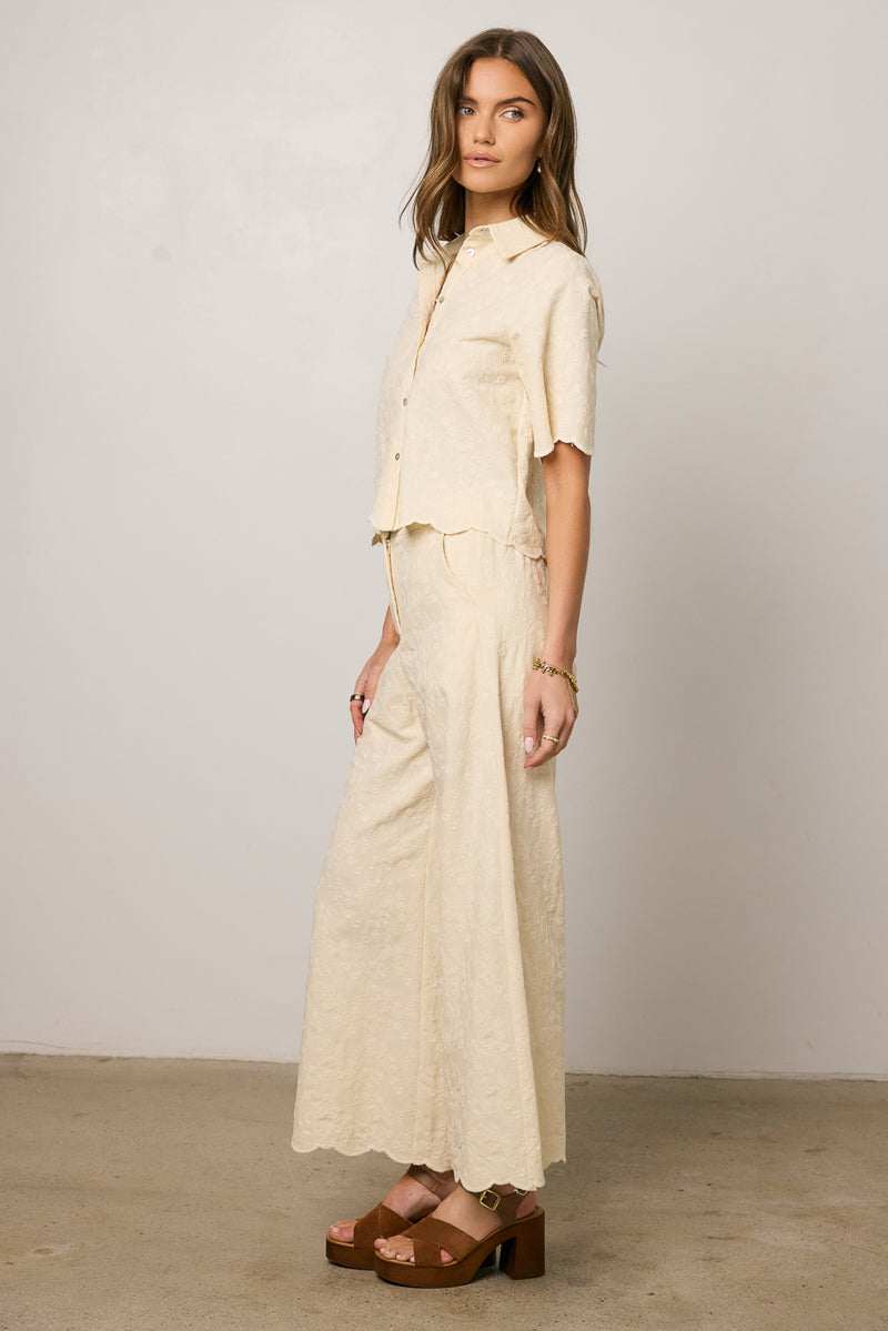Perrie Floral Wide Leg Pants in Cream - FINAL SALE