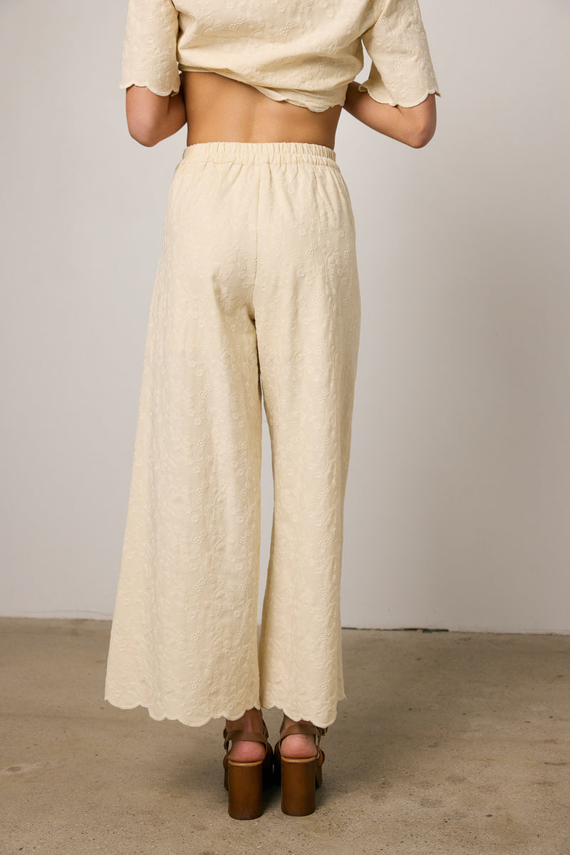 Perrie Floral Wide Leg Pants in Cream - FINAL SALE