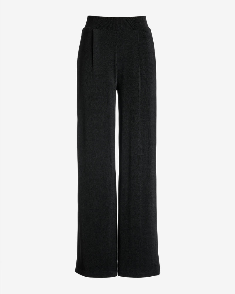 Malibu Slinky Knit Pleated Wide Leg Pant Black