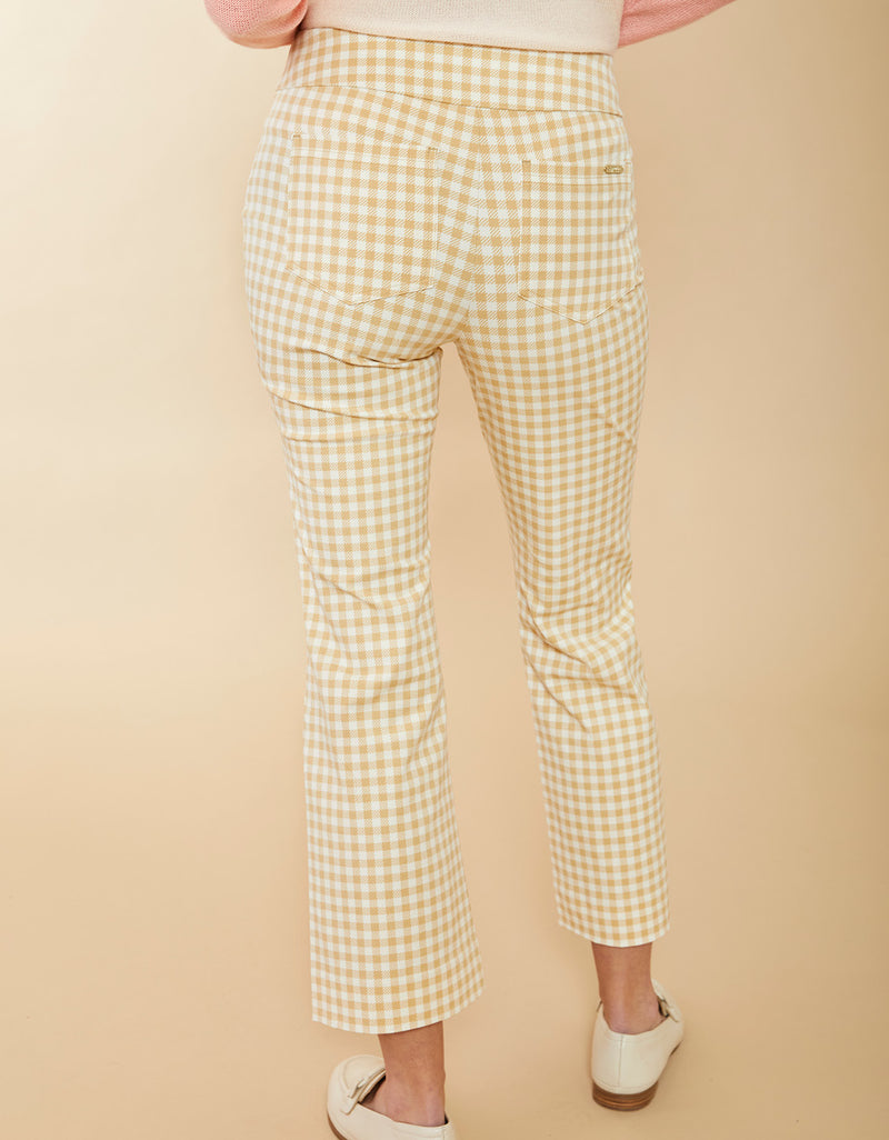 Maren Kick Flare Pant Clara Gingham Taupe