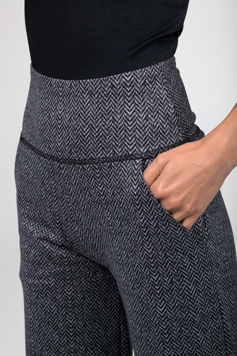 HIGH WAIST WIDE LEG PANT: HERRINGBONE
